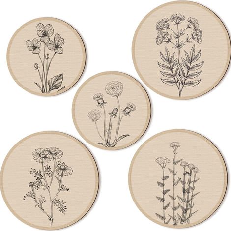 Bardusch - Ensemble de 5 décorations murales bohèmes en bois pour salon, style champêtre, géométriques, 25 et 20 cm. Décoration murale minimaliste et esthétique en bois pour appartement ou chambre. (1/5)