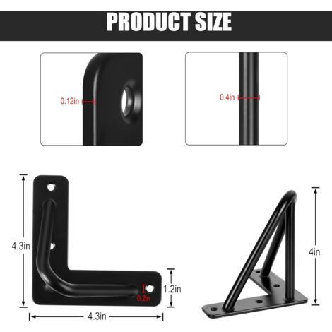Lot de 4 pieds de table durables de 10 cm (pieds de meubles DIY pour bureaux noirs, tables à manger, tables de classe, tables d'exposition) + 4 protecteurs de pieds de table et 20 vis (1/4)