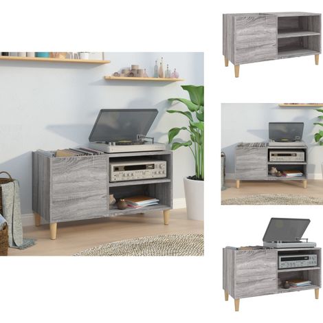 Plattenschrank Grau Sonoma 84,5x38x48 cm Holzwerkstoff - Plattensammlung - Vinylregal - Schallplattenaufbewahrung - Vintage Möbel - Wohnraumgestaltung (1/5)