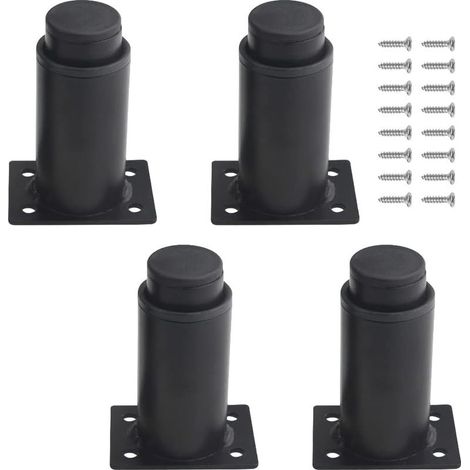 (8 to 12 cm, black) Set of 4 adjustable furniture legs made of sturdy metal for tables, beds, and sofas (1/5)