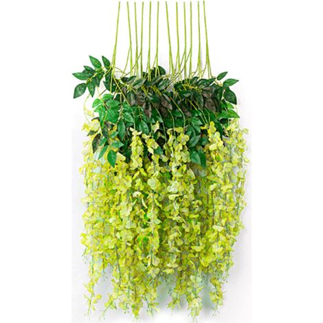 Fausse Glycine Artificielle en Soie, 6 Tiges avec Feuilles, Décoration d'Intérieur Plante Grimpante pour Maison Vert Décoratif (1/5)