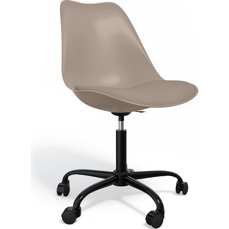 Bürostuhl mit Rollen - Drehbarer Schreibtischstuhl - Tulip Schwarz Gestell Taupe