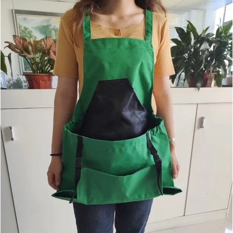 Tablier de récolte (vert), sac en toile pour la cueillette des fruits - tablier de récolte réglable et grand avec ouverture inférieure et doubles clips pour les jardiniers
