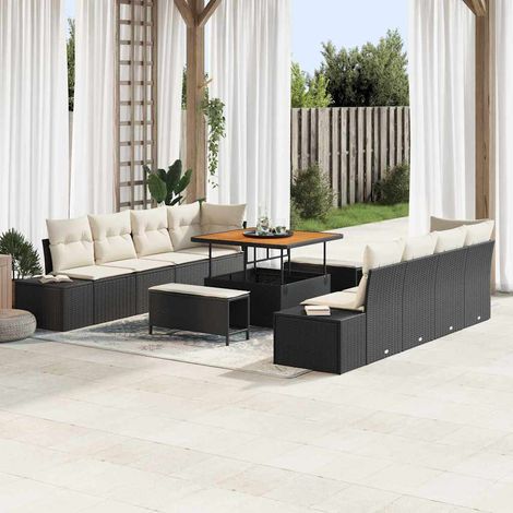 Conjunto de sofás de jardín Negro 264 x 62 x 85 cm Poliratán vidaXL (1/5)