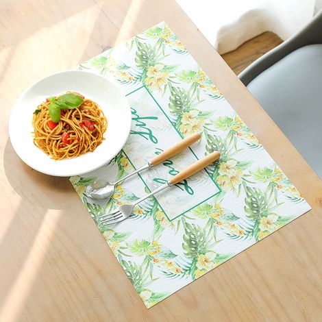 Set de table rectangulaire antidérapant en PVC, nappe isolante thermique, protège-nappe élégant pour repas, tapis de table résistant à la chaleur, lot de 1, gris. (1/5)
