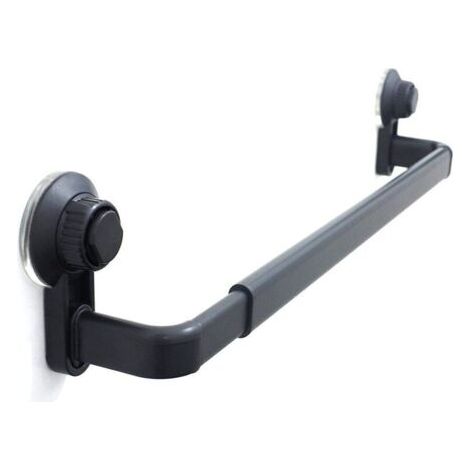 Porte Serviettes Salle de Bains, Noir Barres Porte Serviettes Mural Adhesif pour Douche et Cuisine, Étanche Barres Porte avec Crochet (52- 82cm) (1/5)