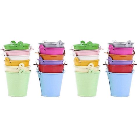 Lot de 24 mini seaux en métal pour décoration de table (couleur aléatoire) (1/3)