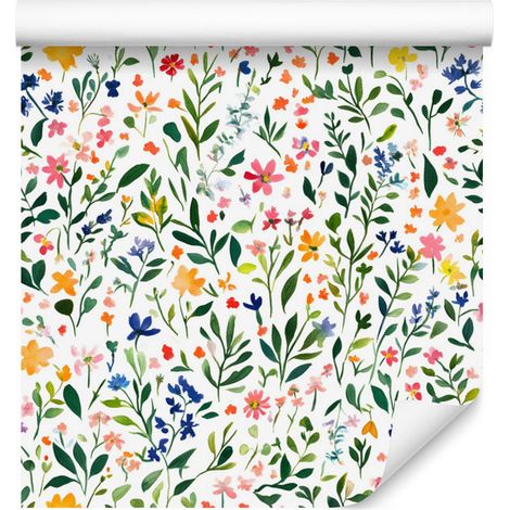 Carta da parati con fiori e foglie, grigio chiaro e bianco, per soggiorno e camera da letto, 50x1000 (1/5)