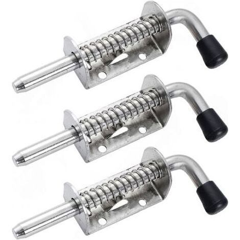 3 Pièces Loquet Ressort acier au carbone, Boulons à Ressort en acier au carbone, Loquet à Ressort, verrous à ressort en acier au carbone pour porte de garage, abri de jardin, cour (10 X 128mm) (1/5)