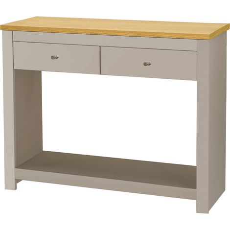 Emerald Table console avec 2 tiroirs en effet chêne et crème (1/4)