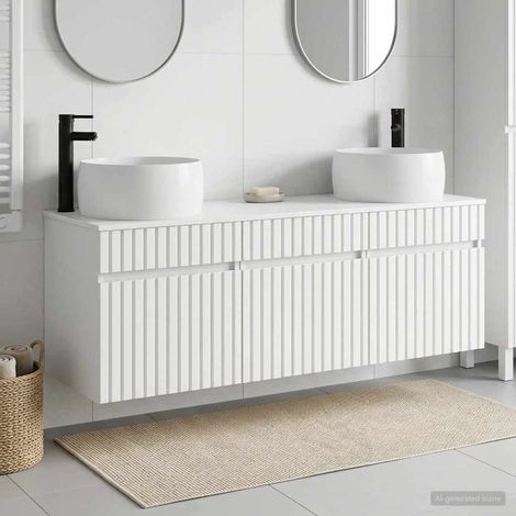 vidaXL Juego de Muebles de Baño 3 uds. Blanco Brillante (1/5)