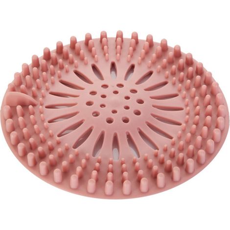Capteur de Cheveux pour Évier et Douche - Grille de Drain TPR Antidérapante Rose 13.5cm - 1 Pièce (1/5)