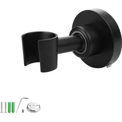 Support de douche, acier inoxydable 304 pour pommeau de douche Réglable à 360 ° Avec Vis d'installation(Noir) (1/5)