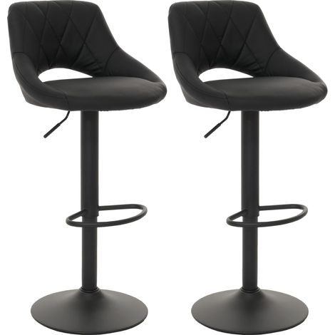 [NEUWERTIG] 2er-Set Barhocker HHG-920, Barstuhl Tresenhocker, Fußablage drehbar, Kunstleder Metall schwarz (1/5)