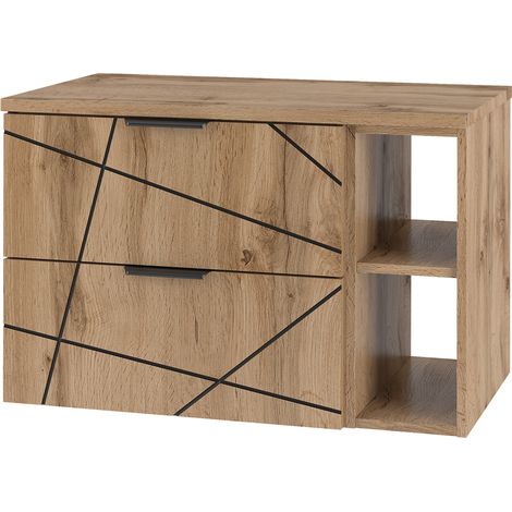 Waschtischunterschrank 80cm Teren mit 2 Schubladen, Holzoptik