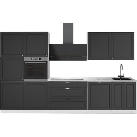 Cucina componibile Fame-Line, Oro-antracite rustico/Bianco, 340 cm, PL Marmo, Vicco (1/5)