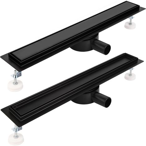 Caniveau de Douche Italienne Noir Mat 100cm pour Cabine de Douche - Conception 2 en 1 avec Sortie d'Eau Rotative à 360° - Hauteur Réglable - Acier Inoxydable 304 (1/5)