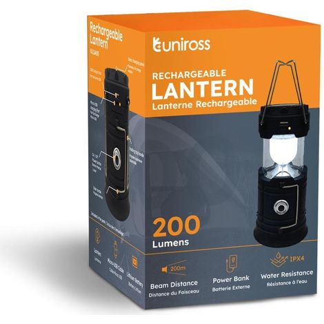 Uniross Lampe Solaire Portable 200 Lumens Camping