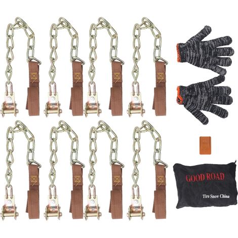 Lot de 8 chaînes à neige pour voiture - Alliage d'acier antidérapant - Universelles - Pour voiture SUV - 165 à 265 mm de largeur (1/5)