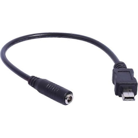 Câble mini USB 5 broches mâle vers 3,5 x 1,35 mm femelle, longueur 20 cm, noir (1/5)