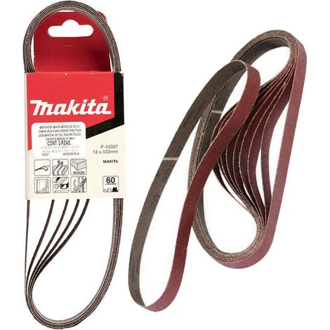 Makita P-43337 5 x Powerfile Sanding Belts 60 Grit Medium 13x 533mm DBS180Z 9032 (1/4)
