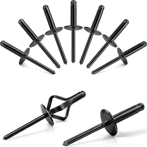 Lot de 70 rivets pop à triple bride en aluminium - Noir - 4,8 x 21 mm