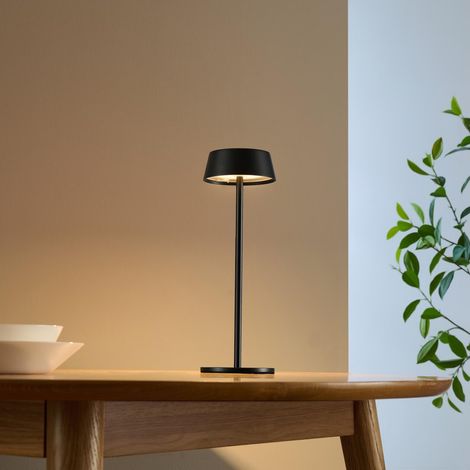 Schwarze kabellose LED-Tischlampe mit wiederaufladbarem Akku IP54 - Vanyel