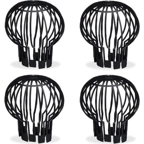 Filtre gouttière, lot Pratique de 4, Plastique, crépine, Protection, écoulement de l’Eau, Ø 12 cm, Noir (1/5)