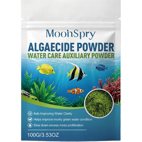 MOONSPRY Algenentferner-Pulver für die tägliche Reinigung von Aquarien (Entfernt Algen und Moos, entfernt Verunreinigungen, sorgt für klares und transparentes Wasser) (1/5)
