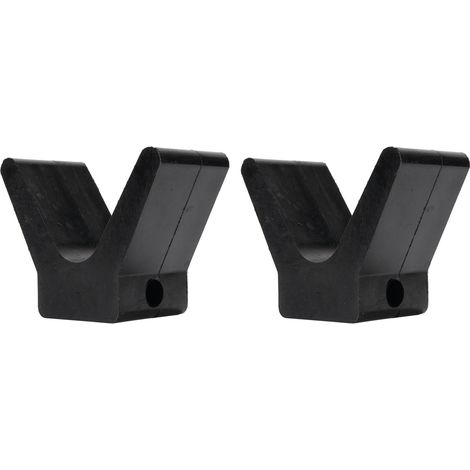 Ortviai Blocs d’arrêt avant en caoutchouc V pour remorque de bateau – 2 pièces, noir, 2 po largeur, 4 po envergure V, trou de fixation 12,7 mm (1/5)