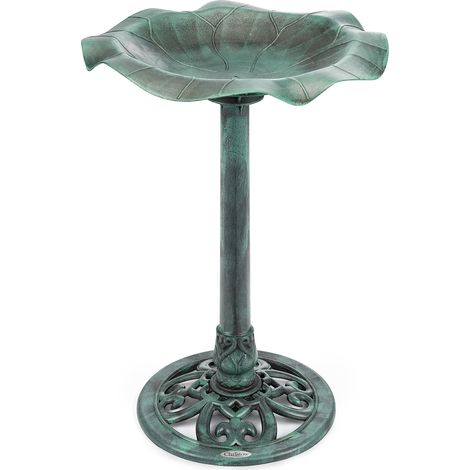 Resin Leaf Bird Bath - Green
