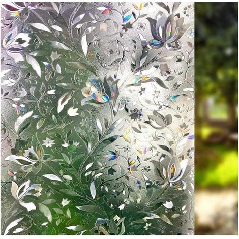 Pellicola decorativa per finestre, adesivo per finestre, 60 cm x 200 cm, adesione statica, design orchidea 3D, resistente ai raggi UV, pellicola per la privacy, traslucida, non adesiva (1/2)