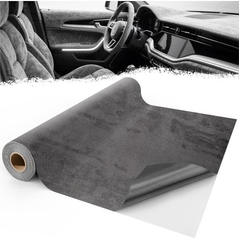 1 Rouleau Tissu Adhésif Microfibre 200x40 cm Daim Gris Clair Pour Toit Tableau De Bord Et Meubles (1/5)
