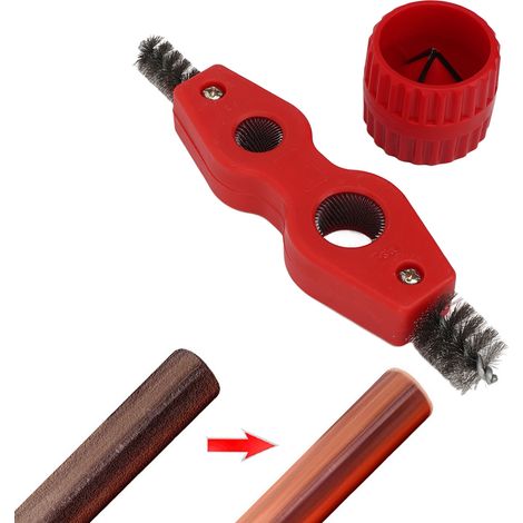 Polisseuse et chanfreineuse pour tuyaux en cuivre, outil combiné de polissage et de chanfreinage des tuyaux en cuivre, brosse de nettoyage de tuyaux à double tête (1/5)