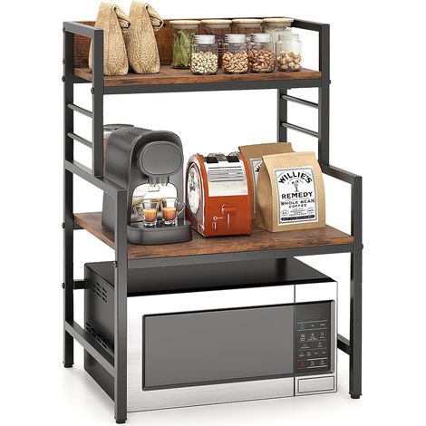 COSTWAY Supporto per Microonde a 3 Ripiani, Organizzatore da Cucina Industriale con 2 Mensole Aperte, Porta Spezie Salvaspazio con Struttura in Metallo, Carico 50 kg, 52x42x78 cm (1/5)