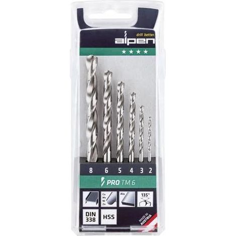 JEU DE FORETS POUR LE MÉTAL 6 PIÈCES ALPEN PRO TM 0000111806100 HSS TIGE CYLINDRIQUE 1 PC(S) (1/2)
