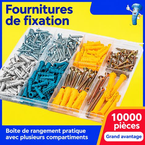 Coffret de chevilles murales et vis d'expansion 160 pièces en acier au carbone 160pcs 15 × 10 × 2,2 cm 180 g – Livraison gratuite (1/5)
