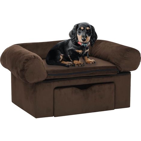 Hundesofa mit Schublade Braun 75x50x38 cm Plüsch