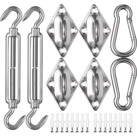 M8 Kit de Fixation pour Voile D'ombrage 42 Pièces de Matériel en Acier Inoxydable pour Installation de Voile d'ombrage Rectangulaire et Triangulaire (1/5)