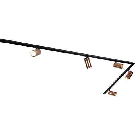 Modern Track Lighting System with 5 Spotlights Dark Bronze 1-Phase GU10 70mm - Iconic Jeana Luxe