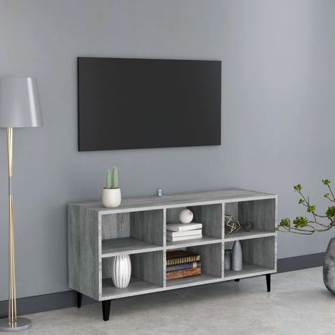 Meuble TV avec pieds en métal Sonoma gris 103,5x30x50 cm (1/5)