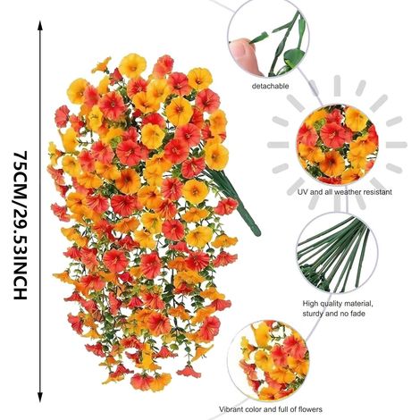 2 pièces Fleurs artificielles, 75 cm, Plastique, Résistant aux UV, Imperméable, Pour balcon, Jardin (1/5)