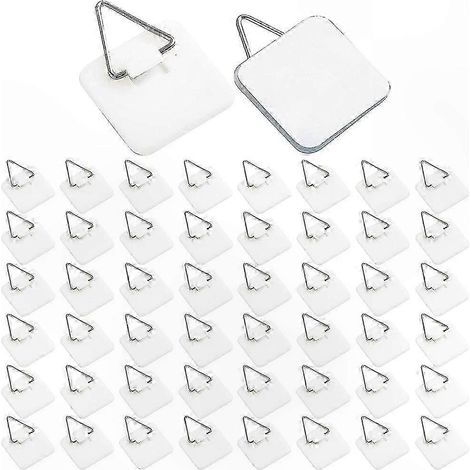 Filiyano-Lot de 50 supports muraux pour assiettes décoratives, crochets adhésifs invisibles de 3,3 cm (1,3 pouce), blancs. (1/5)