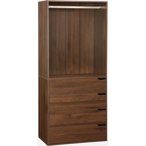Módulo de vestidor decorado en madera con 4 cajones y 1 barra para colgar (1/5)