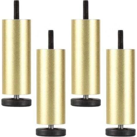 Lot de 4 pieds d'armoire réglables, pieds de table en aluminium, remplacements de pieds de meubles pour table de canapé-lit, pieds de support dorés poncés – 12 cm (1/5)