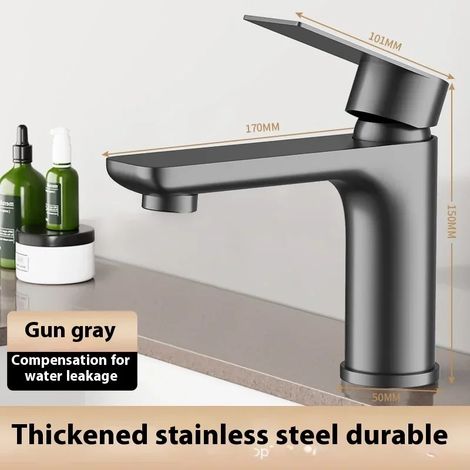 Robinet de salle de bain en acier inoxydable 304 (gris), mitigeur combiné lavabo/douche, robinet en métal pour installation dans les toilettes ou l'évier de cuisine. (1/5)