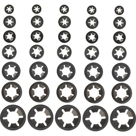 Assortiment Healeved de rondelles blocage noires en acier au carbone, 210 pièces, 7 tailles, haute