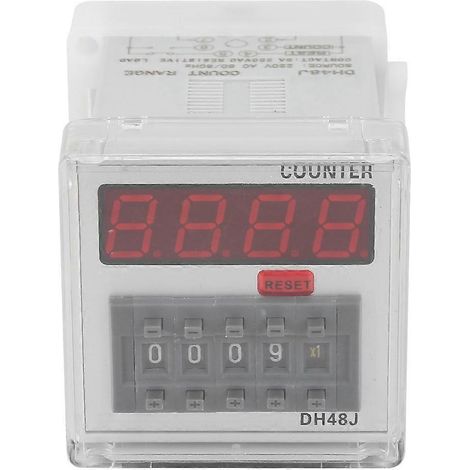 Relais compteur numérique DH48J 220 V CA avec affichage LED 1-999900, 8 broches