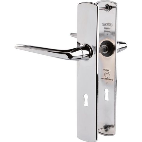 Vachette – Poignée de porte intérieure Riv-Bloc – Zamak – Entraxe 195 mm – Finition chromée miroir – Usage sécurisé pour portes de bureau et chambre (1/10)