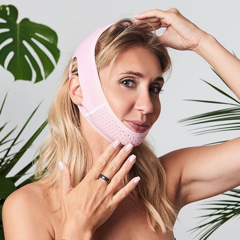 Mascarilla facial transpirable con forma ovalada en V (1/5)